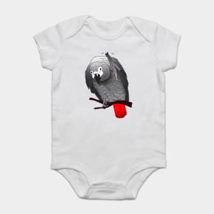 African Grey Parrot Perching Waving on a Branch Baby Bodysuit